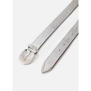 Mint Velvet Silver Metallic Leather Belt